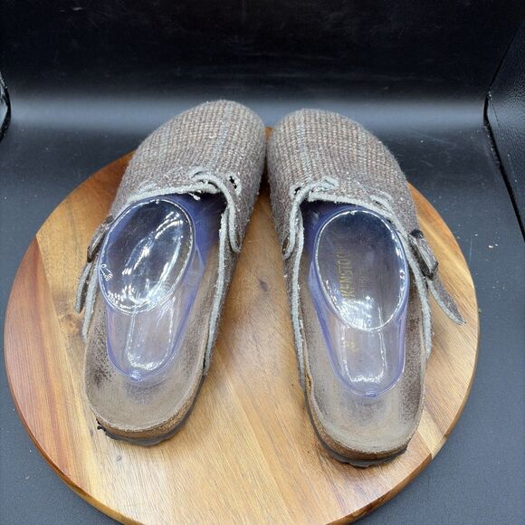 Birkenstock Boston Clogs Plaid Size 41 Men’s 8 Women’s 10 Softbed Shoes Brown - Picture 5 of 9